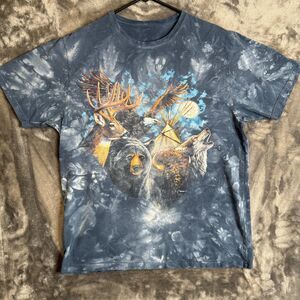 Vintage Y2K The Mountian Deer Doe  Black Bear Wolf Short Sleeve T-Shirt Size L